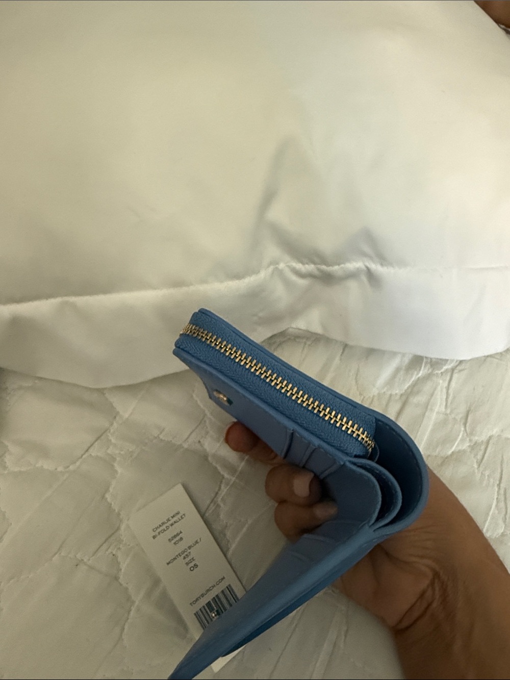 Tory Burch Montego Blue Charlie Mini Zip Wallet - Picture 3 of 7